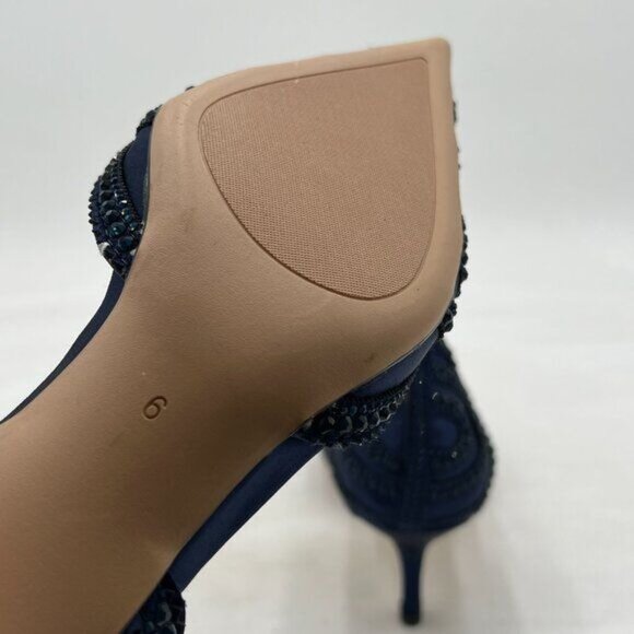 XYD Women's Pumps, Elegant Pointed Toe, D'Orsay Kitten Low Heels, Rhinestone - Picture 5 of 7